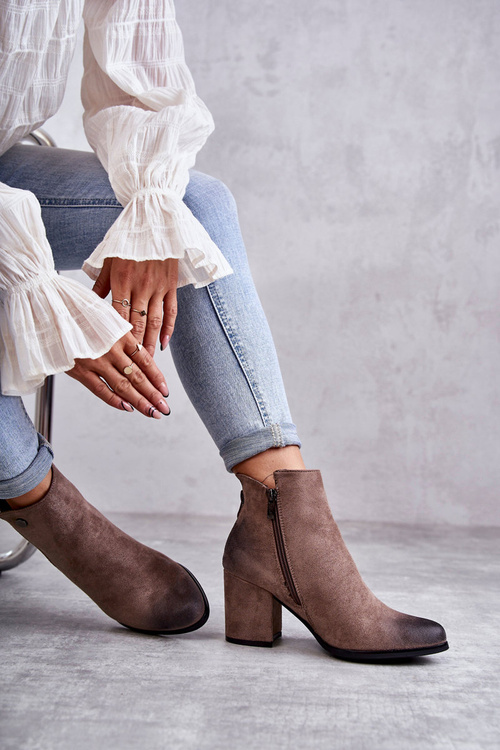 Damskie Zamszowe Botki Na Suwak La.Fi 260039DTA-SU Beżowe