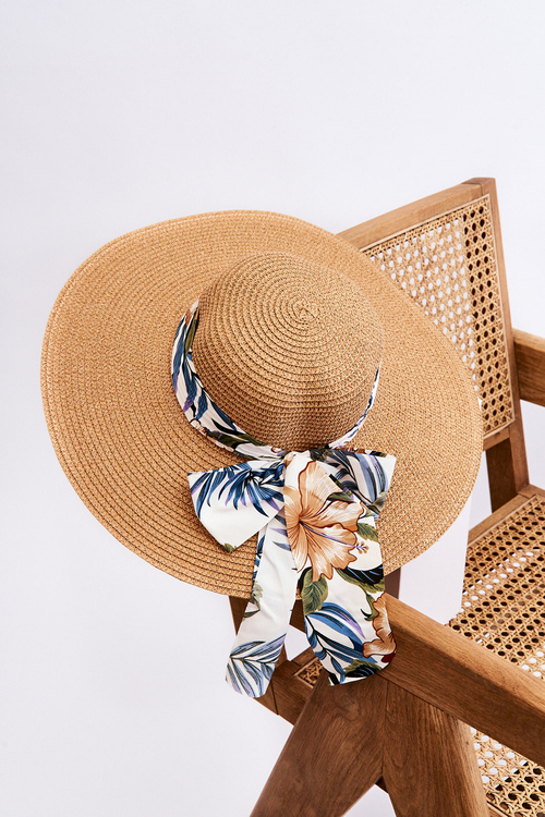 Elegancki Damski Kapelusz Z Materiałową Kokardą Beżowy