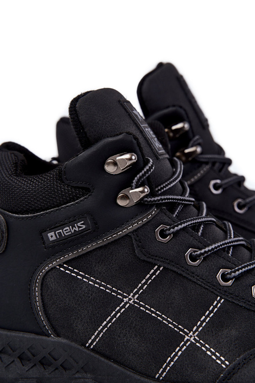 Męskie Ocieplane Botki Trapery Czarne Allan