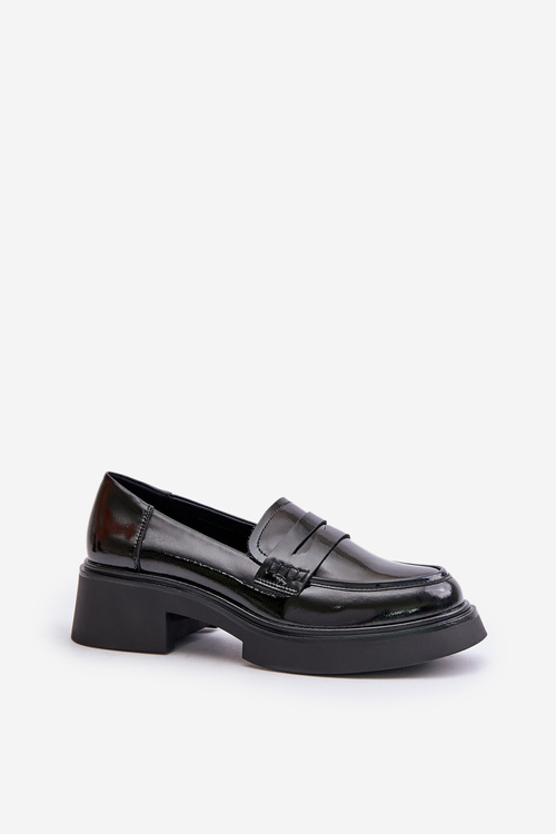 Lakierowane Mokasyny Loafersy Damskie D&A JC42-62 Czarne