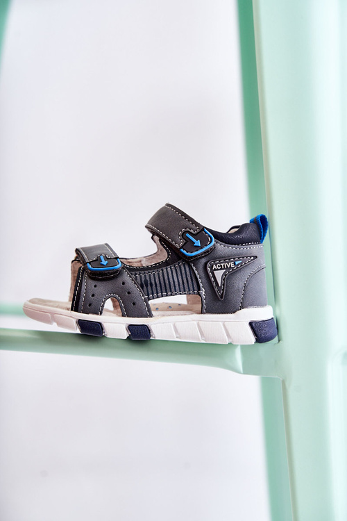 Dziecięce Wygodne Sandałki Ciemnoszare Samell