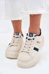Sneakersy Damskie Na Platformie Big Star SS274347 Jasnobeżowe