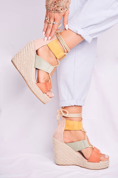 Sandałki Damskie Na Koturnie espadrylu kolorowe Beautiful One