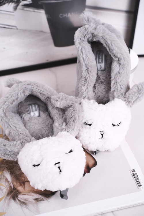 Papcie Damskie Futrzane Owieczki Szare Ben