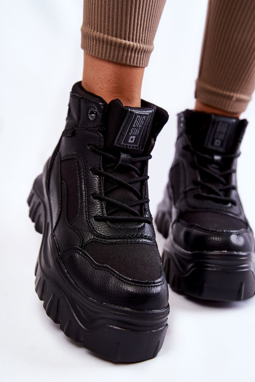 Modne Botki Trapery Memory Foam Big Star KK274371 Czarne