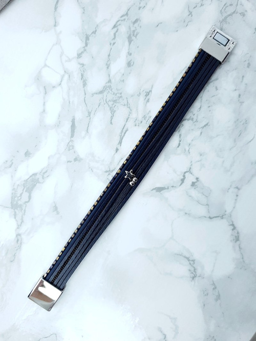 Damska Bransoleta Rzemień Granat Gwiazdka Michiko