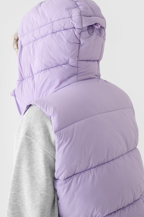 Bezrękawnik Damski Puchowy Z Kapturem 4F 4FWAW24TVJAF141-52S Fioletowy