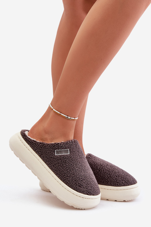 Ocieplane Kapcie Na Grubej Podeszwie Big Star MM274134 Ciemnoszare