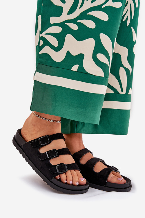 Klapki Damskie Z Paskami I Klamrami Czarne Uliri