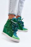 Damskie Sneakersy Na Koturnie Zielone Leoppa