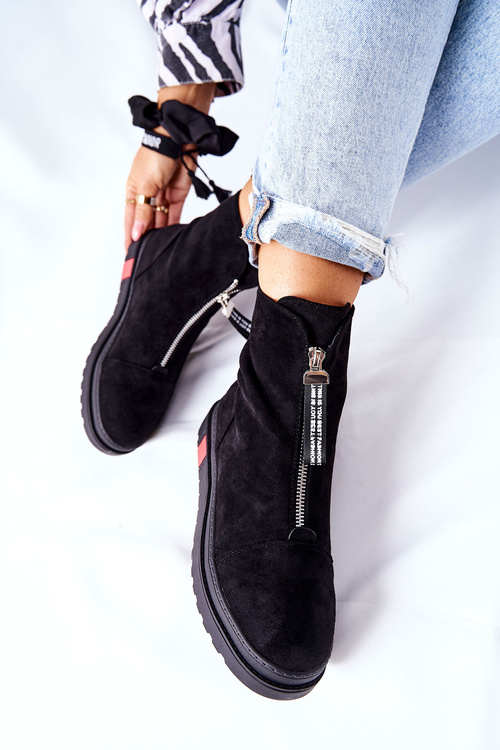 Botki Damskie Na Platformie Czarne Charlee