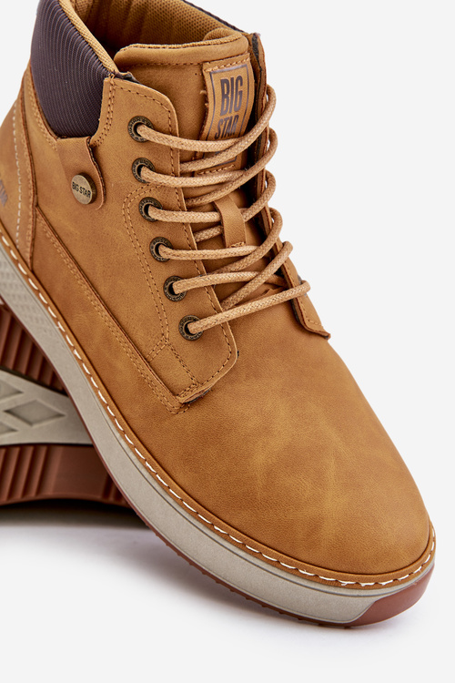 Sznurowane Botki Męskie Big Star OO174561 Hi-Poly System Camel