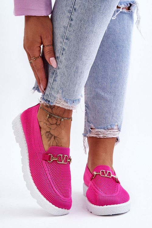 Damskie Wsuwane Tenisówki Slip-On Z Ozdobą Fuksja Alena