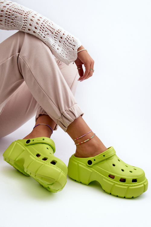 Klapki Damskie Piankowe Na Masywnej Podeszwie Limonkowe Witima