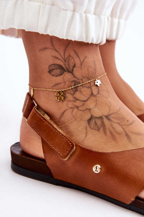 Skórzane Sandały Na Rzep Brązowe Lemar Addison