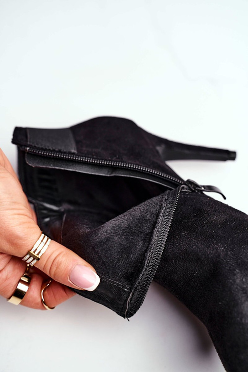 Damskie Botki Na Szpilce Czarne Office