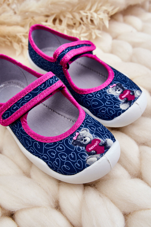 Dziecięce Papcie Baleriny Befado Miś 114X505 Granatowe