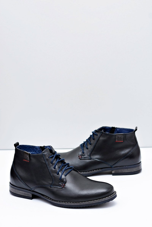 Botki Męskie Czarne Skórzane Buty Nikopol 672