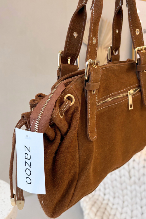 Torebka Z Naturalnego Zamszu Camel Danira