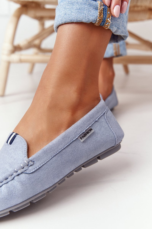 Damskie Zamszowe Mokasyny Niebieskie San Marino