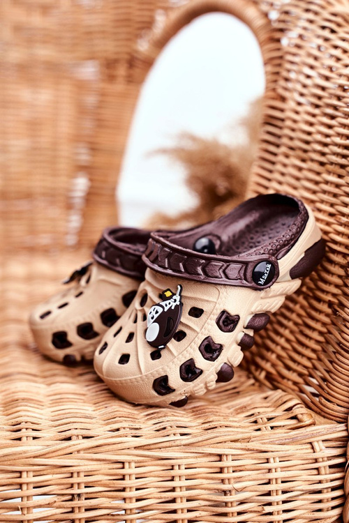 Klapki Dziecięce Piankowe Kroksy Brązowe Samolot Donald