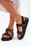 Zdobione Sandały Damskie Na Platformie Czarne Mailisa
