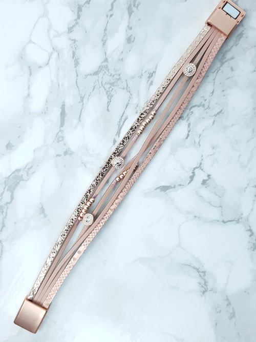 Damska Bransoleta Rzemień Perełki Michiko