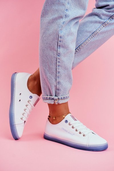 Trampki Damskie Cross Jeans Biało Niebieskie FF2R4077C
