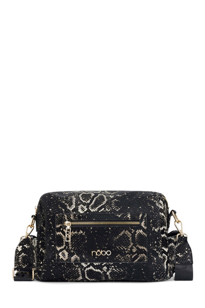 Torebka Listonoszka Wężowy Wzór NOBO N1330-CM23 Czarno-Złota