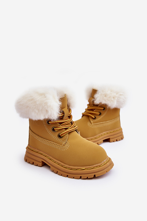 Dziecięce Trapery Botki Na Suwak z Futerkiem Camel Gerande
