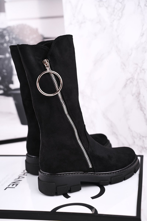 Dziecięce Ocieplane Botki Kozaki Czarne Norabel