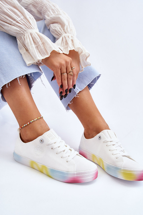 Damskie Trampki Z Kolorową Platformą Big Star LL274237 Białe