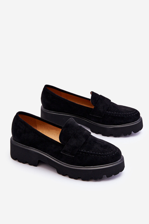 Klasyczne Zamszowe Półbuty Mokasyny Czarne Corrin