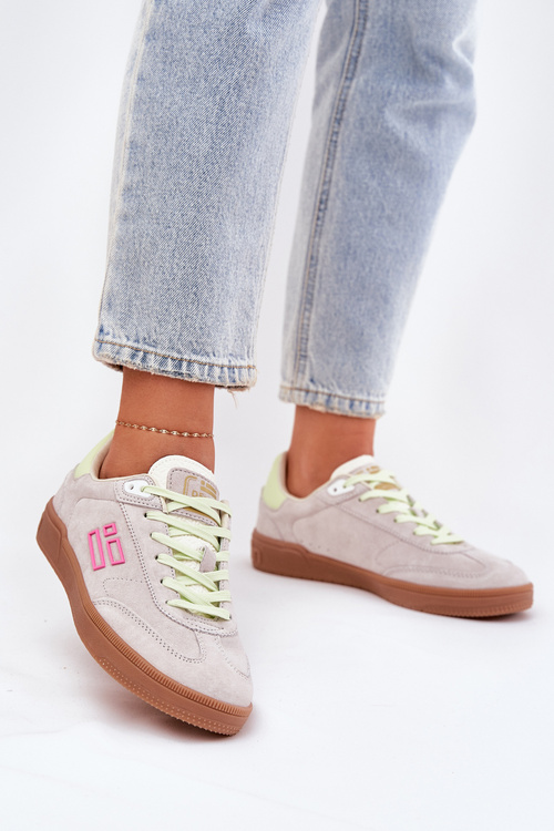 Zamszowe Buty Sportowe Sneakersy Damskie D.Franklin DFSH387005 Zgaszona Biel