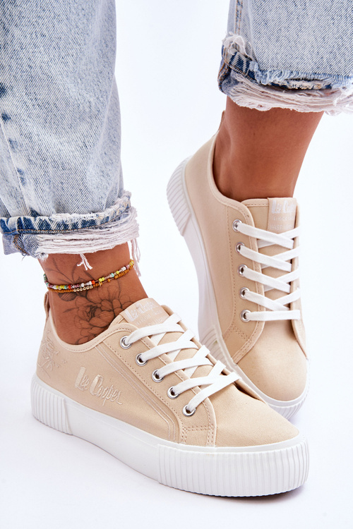 Wygodne Trampki Na Platformie Lee Cooper LCW-23-31-1808L Beżowe