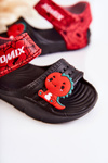 Dziecięce Lekkie Sandały Z Ozdobami Czarno-Czerwone Trusty