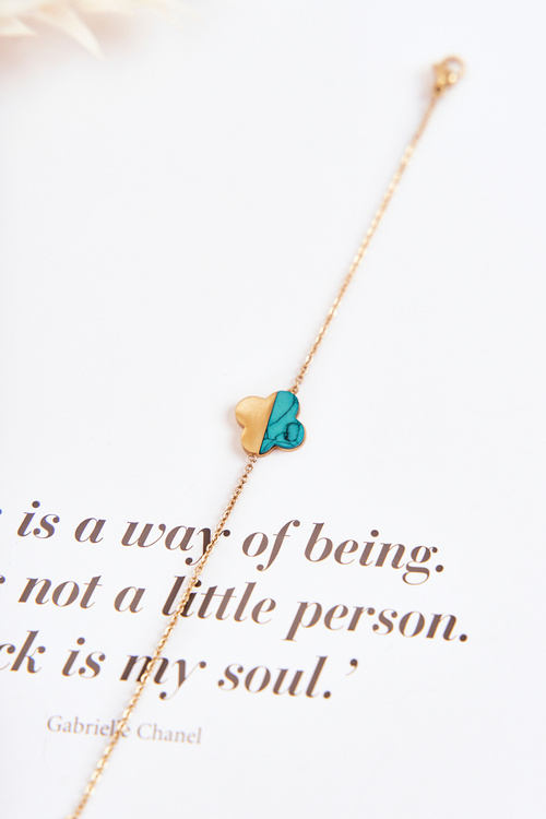 Bransoletka Na Łańcuszku Z Koniczyną Złoto-Zielona