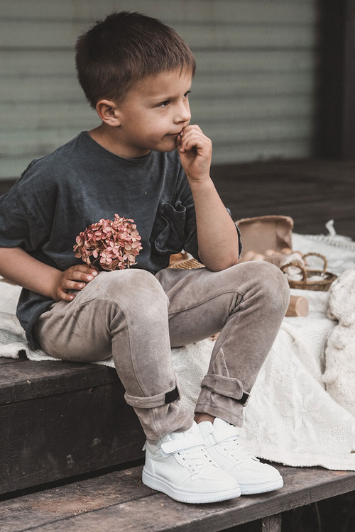 Dziecięce Wysokie Buty Sportowe Białe Berty