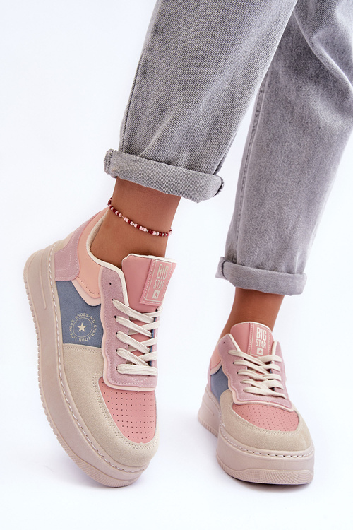 Buty Sportowe Damskie Big Star MM274233 Różowo-Beżowe