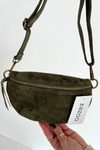 Skórzana Zamszowa Torebka Nerka Zielona Wessa