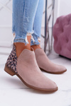 Botki Damskie Płaski Obcas Wiosenne Skórzane Beżowe Madness