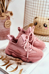Sportowe Buty Dziecięce Sznurowane Zamszowe Różowe Volema