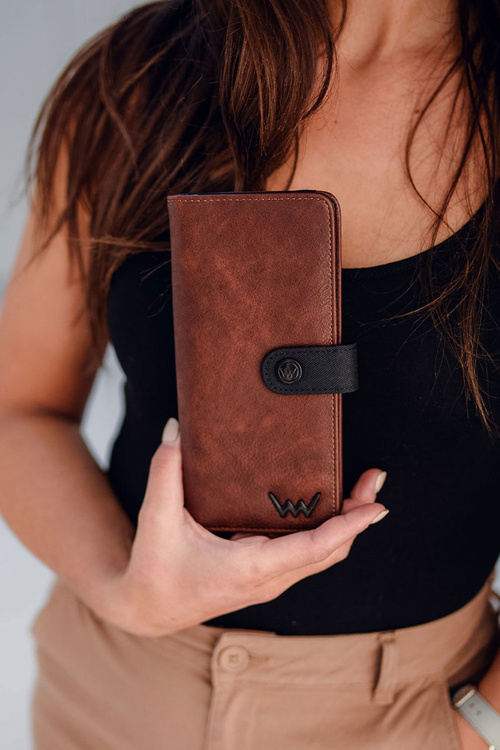 Damski Skórzany Portfel Na Napę Brązowo-Czarny Florience