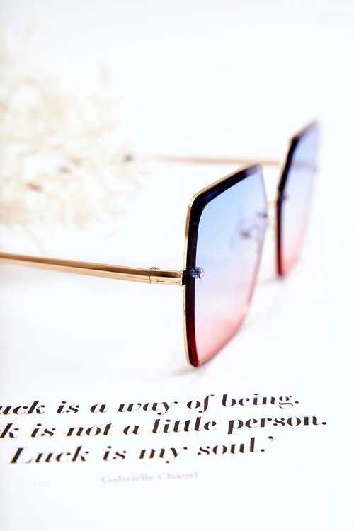 Duże Okulary Przeciwsłoneczne Kwadratowe V180005 Niebiesko-Różowe