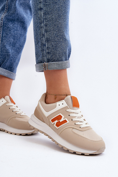 Buty Sportowe Sneakersy Damskie Beżowe Lifari