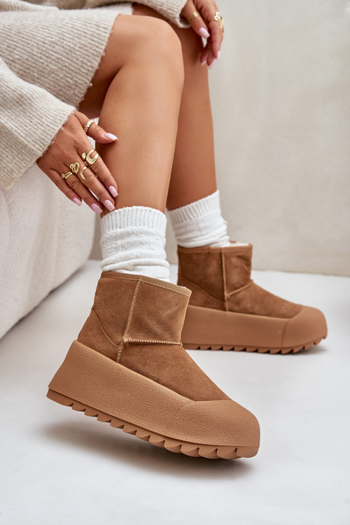 Ocieplane Zamszowe Śniegowce Na Platformie Big Star OO274A212 Brązowe