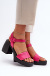 Zazoo 40386 Damskie Skórzane Sandały Na Klocku Fuksja