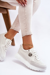 Damskie Sneakersy Na Platformie Białe Chana