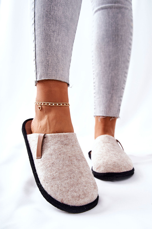 Papcie Damskie Domowe Panto Fino KK267005 Beżowo-Brązowe