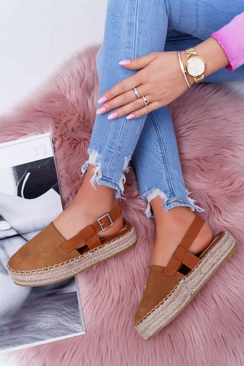 Espadryle Damskie Zamszowe Na Platformie Camel Parteno